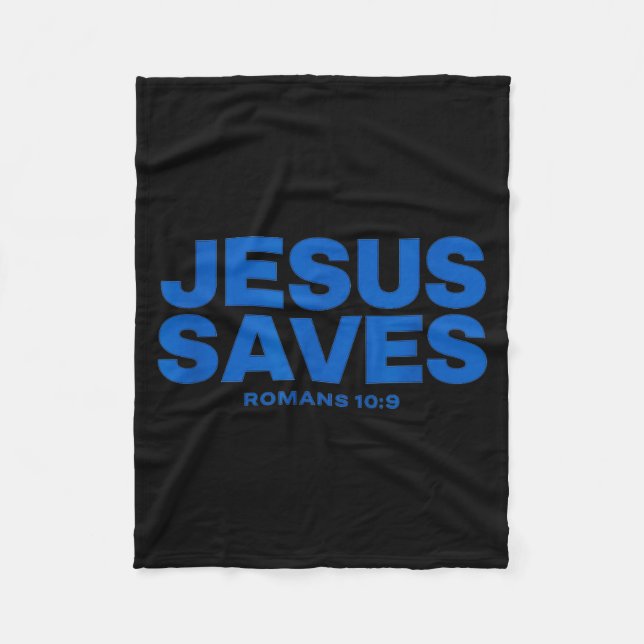 Jesus rettet Bibelvers Romans 10 9 Aussage  Fleecedecke (Vorderseite)