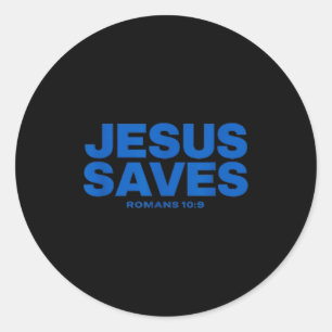Jesus rettet Bibelvers Romans 10 9 Aussage Runder Aufkleber