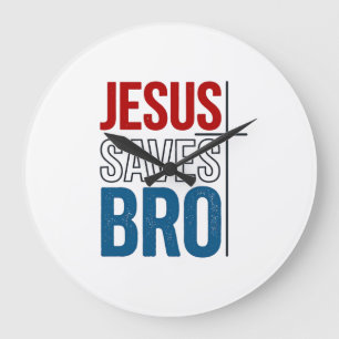 Jesus rettet Bro Christliche Typografie T-Shirt De Große Wanduhr