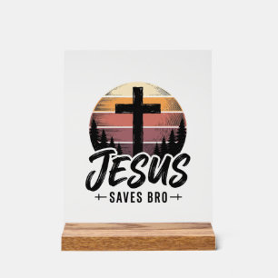 Jesus rettet Bro Vintage Christian Kreuz Shirt Des Acrylschild
