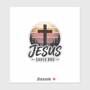 Jesus rettet Bro Vintage Christian Kreuz Shirt Des Aufkleber