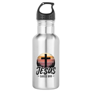 Jesus rettet Bro Vintage Christian Kreuz Shirt Des Edelstahlflasche