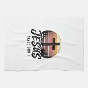 Jesus rettet Bro Vintage Christian Kreuz Shirt Des Geschirrtuch