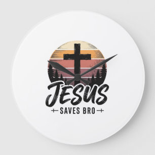 Jesus rettet Bro Vintage Christian Kreuz Shirt Des Große Wanduhr