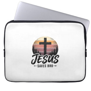 Jesus rettet Bro Vintage Christian Kreuz Shirt Des Laptopschutzhülle