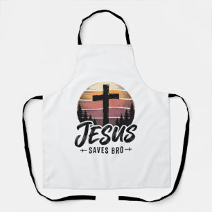 Jesus rettet Bro Vintage Christian Kreuz Shirt Des Schürze