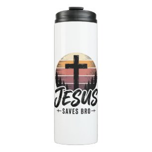 Jesus rettet Bro Vintage Christian Kreuz Shirt Des Thermosbecher