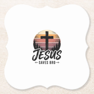 Jesus rettet Bro Vintage Christian Kreuz Shirt Des Untersetzer