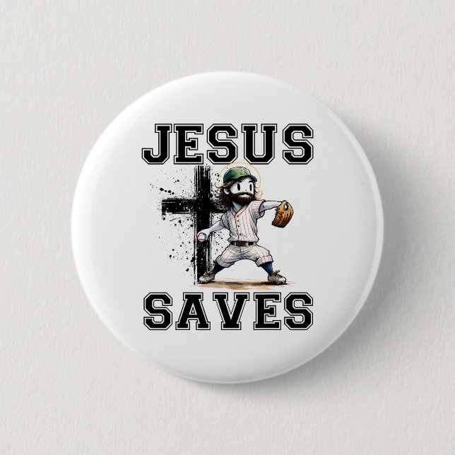 Jesus rettet Bysebyll Religiöser Christlicher Glau Button (Vorderseite)