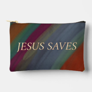 Jesus rettet christlicher Spruch mehrfarbig Zubehörtasche