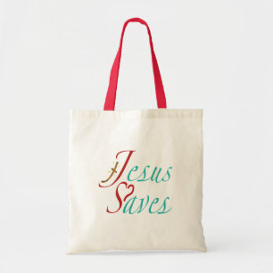 Jesus rettet christlicher Spruch Tragetasche