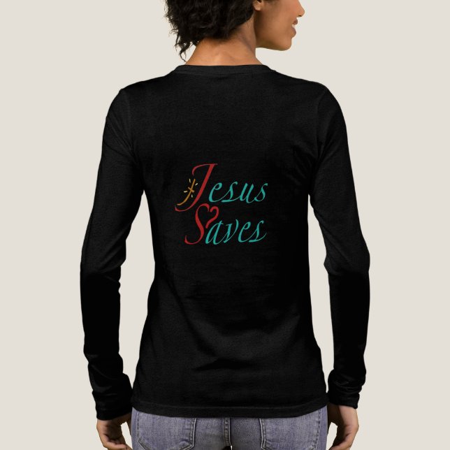 Jesus rettet christlicher Spruch  Tri-Blend Shirt (Rückseite)