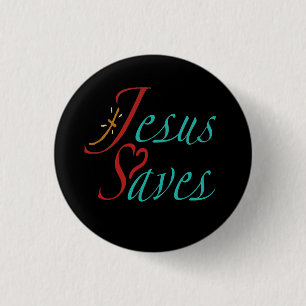 Jesus rettet christliches Zitat Button