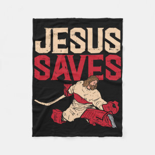 Jesus rettet Eishockey-Torwart Sport religiös Chri Fleecedecke