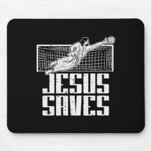 Jesus rettet Fußball christlicher Torwart Tor Mousepad