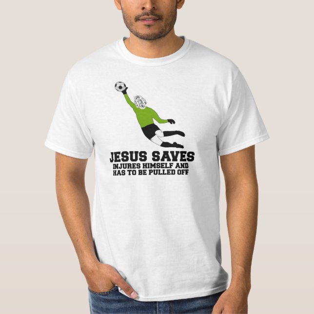 Jesus rettet Fußball T-Shirt (Vorderseite)