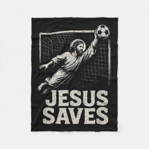 Jesus rettet - Fußball-Torhüter christliche Inspir Fleecedecke