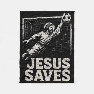 Jesus rettet - Fußballtorwart christliche Inspirat Fleecedecke