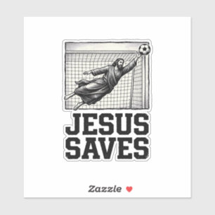 Jesus rettet Fußballtorwart Vintage Gravur Shirt_ Aufkleber