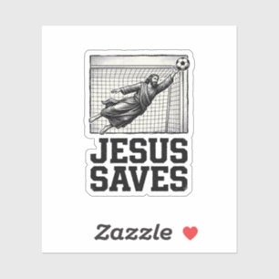 Jesus rettet Fußballtorwart Vintage Gravur Shirt_ Aufkleber