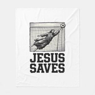 Jesus rettet Fußballtorwart Vintage Gravur Shirt_ Fleecedecke