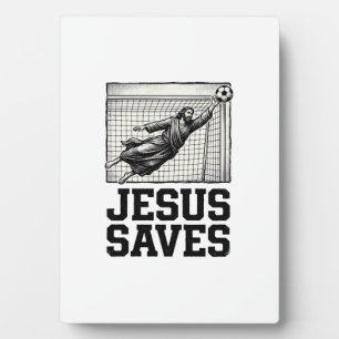 Jesus rettet Fußballtorwart Vintage Gravur Shirt_ Fotoplatte