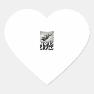 Jesus rettet Fußballtorwart Vintage Gravur Shirt_ Herz-Aufkleber