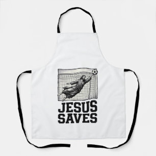 Jesus rettet Fußballtorwart Vintage Gravur Shirt_ Schürze