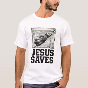 Jesus rettet Fußballtorwart Vintage-Stickerei-Shir T-Shirt