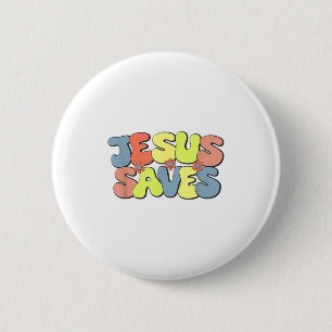 Jesus rettet - Hipe Flower Child Stil Button
