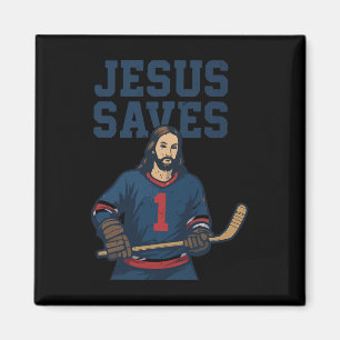 Jesus rettet Hockey-Torhüter Humor Christlicher Ho Magnet