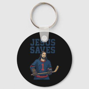 Jesus rettet Hockey-Torhüter Humor Christlicher Ho Schlüsselanhänger