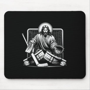 Jesus rettet Hockey-Torwart Christian Mousepad