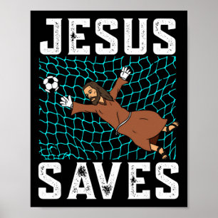 Jesus rettet I Christlicher Glaube I Jesus Fußball Poster