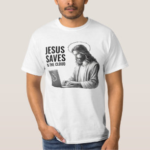 Jesus rettet in der Wolke - Lustiger Jesus-Meme T-Shirt