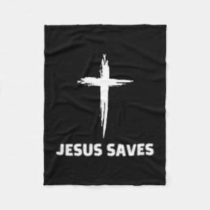 Jesus rettet kleines Kreuz großer Glaube 3 Christu Fleecedecke