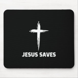 Jesus rettet kleines Kreuz großer Glaube 3 Christu Mousepad
