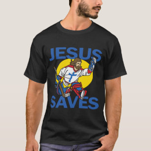Jesus rettet Lob-Gott-Hockey-Spieler lustiges T-Shirt