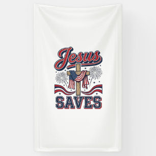 Jesus rettet patriotisches christliches Vintage-Sh Banner