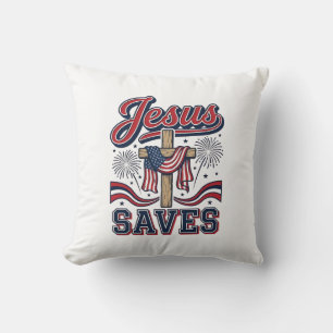 Jesus rettet patriotisches christliches Vintage-Sh Kissen