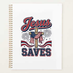 Jesus rettet patriotisches christliches Vintage-Sh Planer