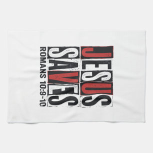 Jesus rettet Römer 10_9 Christliches Vintage-Shirt Geschirrtuch