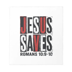 Jesus rettet Römer 10_9 Christliches Vintage-Shirt Notizblock