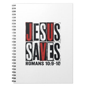 Jesus rettet Römer 10_9 Christliches Vintage-Shirt Notizblock