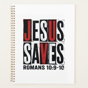 Jesus rettet Römer 10_9 Christliches Vintage-Shirt Planer