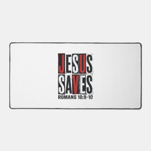 Jesus rettet Römer 10_9 Christliches Vintage-Shirt Schreibtischunterlage