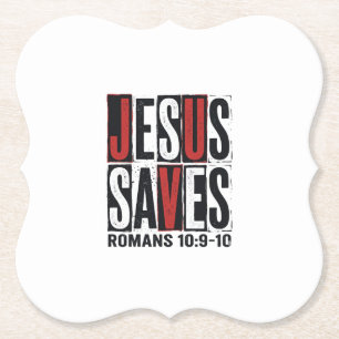 Jesus rettet Römer 10_9 Christliches Vintage-Shirt Untersetzer