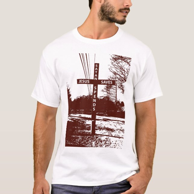 Jesus rettet Satan ausgibt T - Shirt durch Matt (Vorderseite)