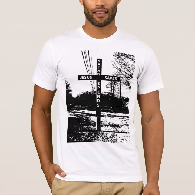 Jesus rettet Satan ausgibt T - Shirt durch Matt (Vorderseite)