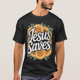 Jesus rettet Sonnenblume dezent christlich religiö T-Shirt